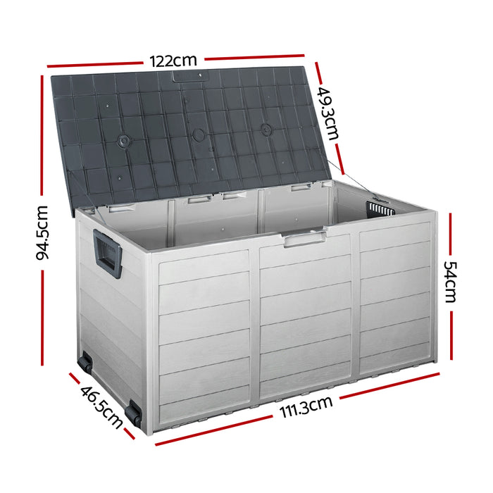 Outdoor Storage Box 290L Lockable Organiser Garden Deck Shed Tool Grey