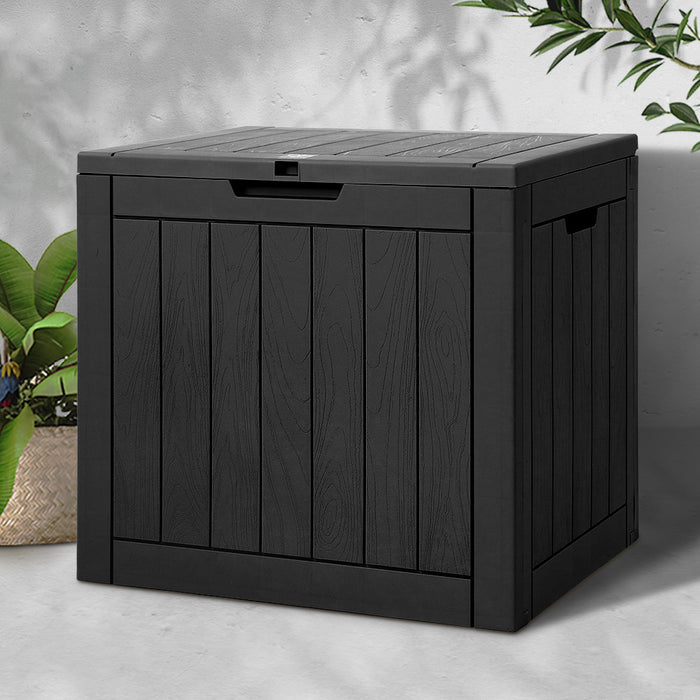 Outdoor Storage Box 118L Container Lockable Indoor Garden Toy Tool Shed Black