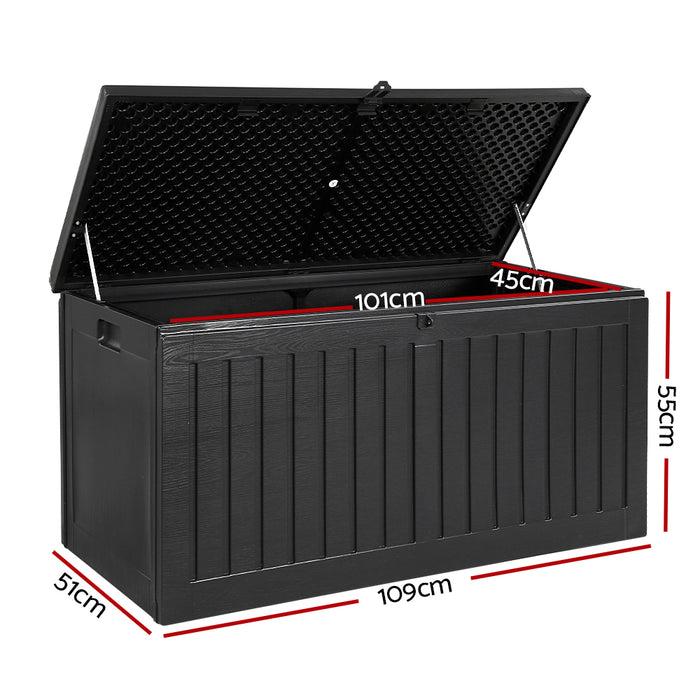 Outdoor Storage Box 270L Container Lockable Garden Bench Tool Shed Black