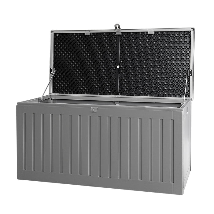 Outdoor Storage Box 270L Container Lockable Garden Bench Tool Shed Grey