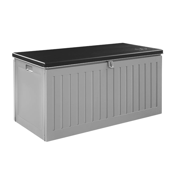 Outdoor Storage Box 270L Container Lockable Garden Bench Tool Shed Grey