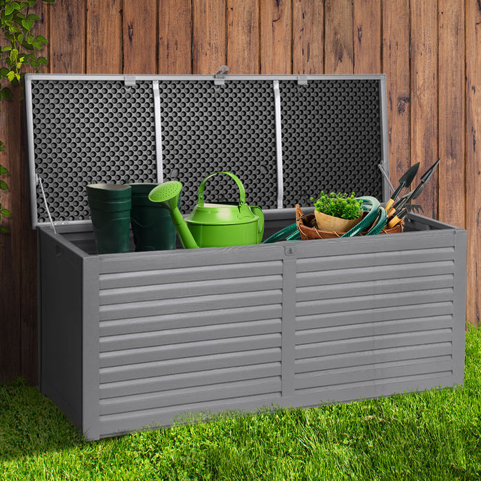 Outdoor Storage Box 490L Container Lockable Garden Bench Tools Toy Shed Black