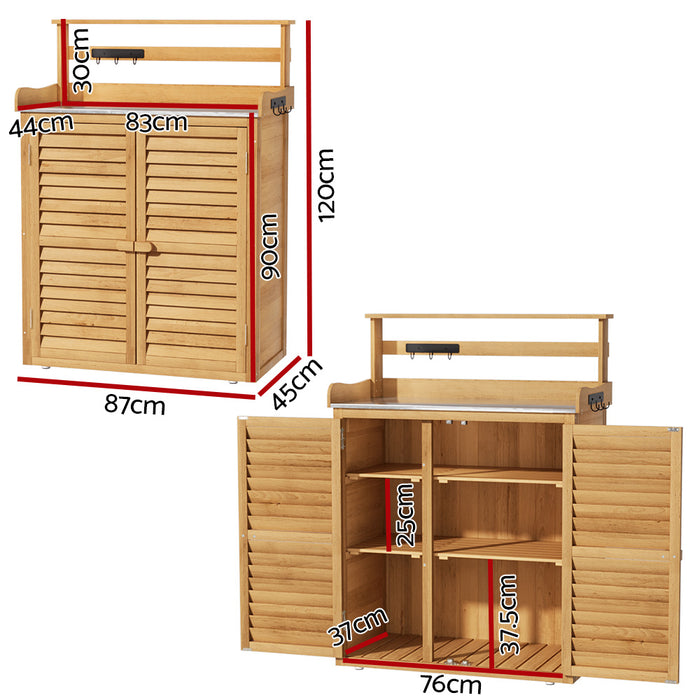 Outdoor Storage Cabinet Box Potting Bench Table Shelf Chest Garden Shed