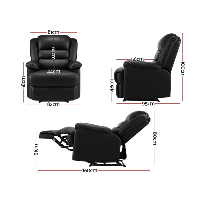 Cissy Recliner Chair Leather Black
