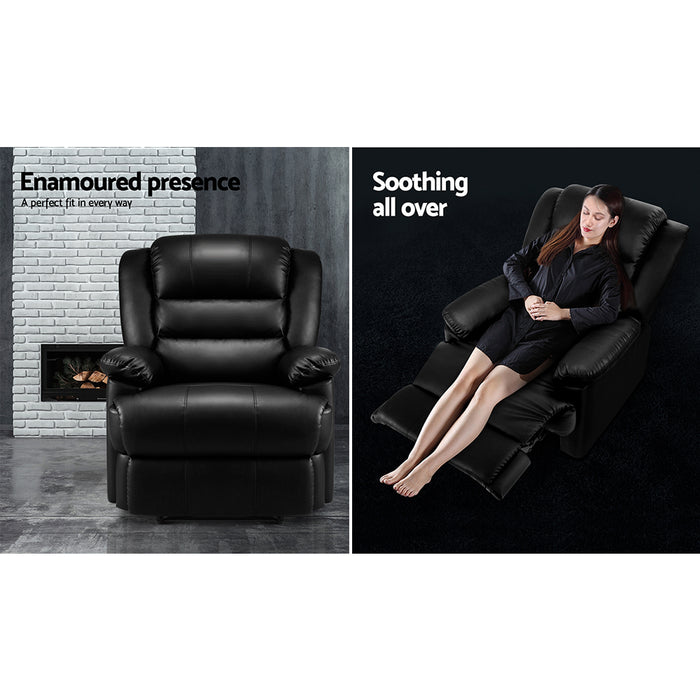 Cissy Recliner Chair Leather Black