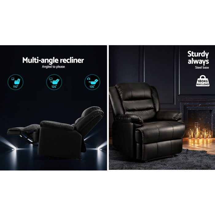 Cissy Recliner Chair Leather Black