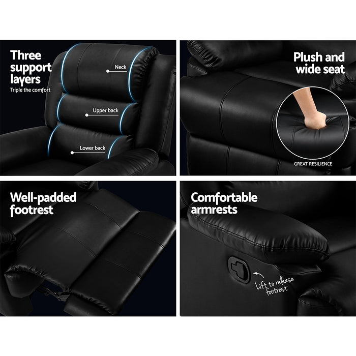 Cissy Recliner Chair Leather Black