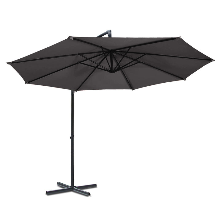 Instahut 3m Outdoor Umbrella Cantilever Beach Garden Patio Charcoal