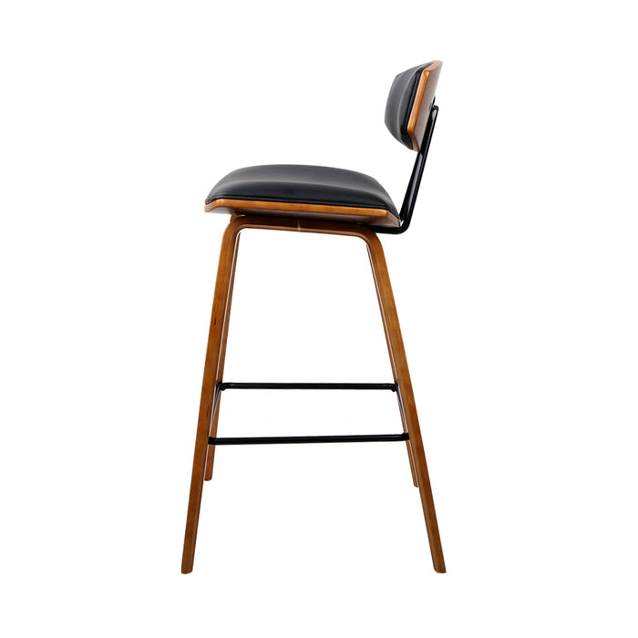 4x Bar Stools Leather Padded w/Backrest