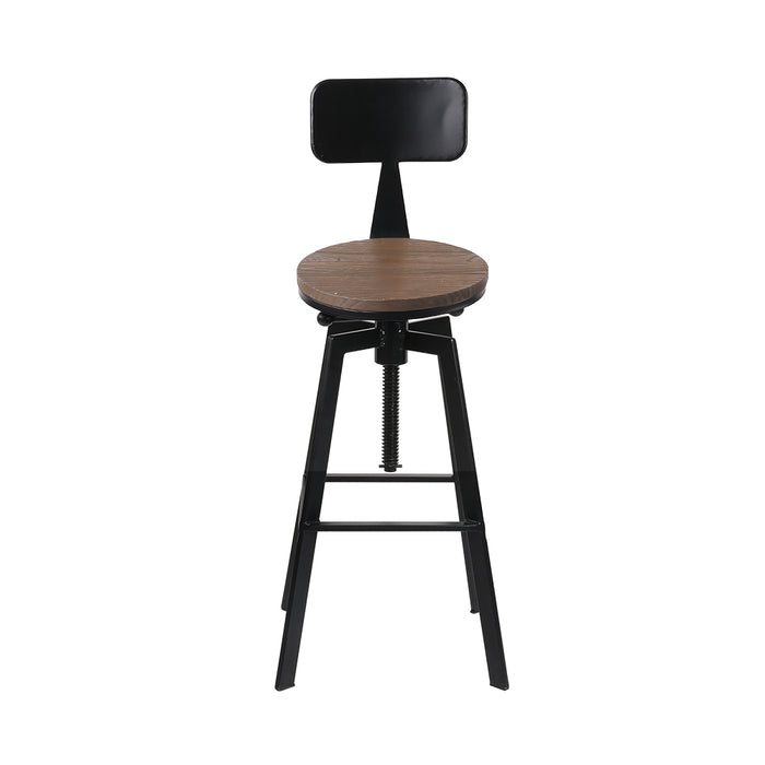 2x Bar Stools Adjustable Wood Stool w/Backrest