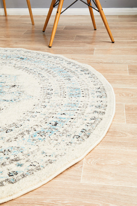 Century 922 White Round Rug