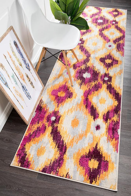 Dimensions Divinity Burst Aubergine Modern Runner Rug