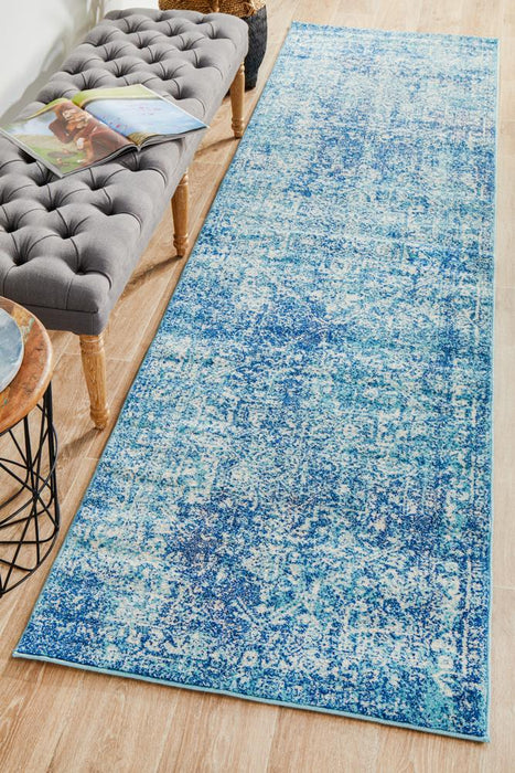 Evoke Muse Blue Transitional Runner Rug