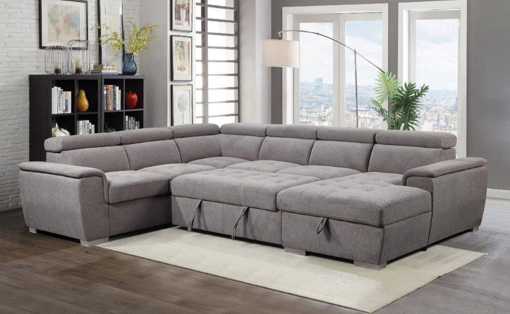 Katori 6 Seater Fabric Sofabed with Storage — Furniture Bazaar