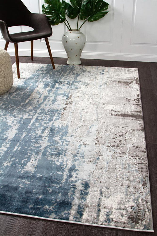 Kendra Roxana Distressed Timeless Rug Blue Grey White