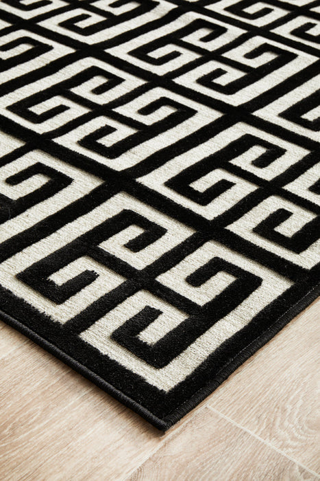 York Brenda Black & Gold Runner Rug