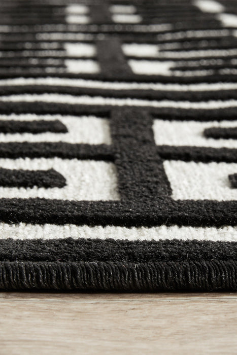 York Brenda Black & Gold Runner Rug